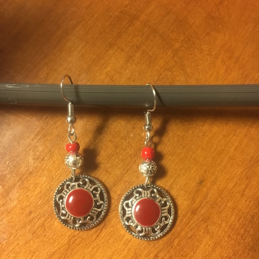 Red Tibetan style Earrings
